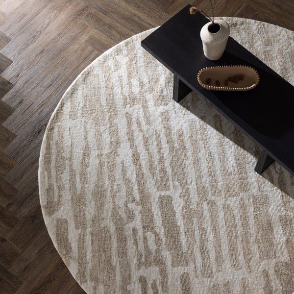 Milos matta Ø200 cm - Beige/vit Milos matta Ø200 cm - Beige/vit