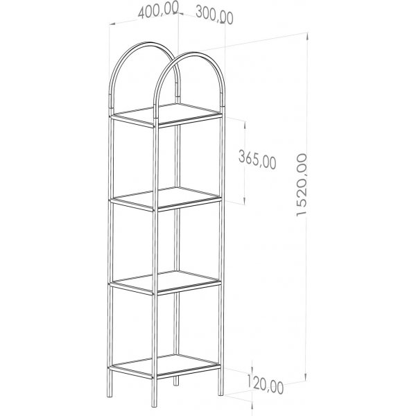 Mona bokhylla 40 x 30 x 152 cm - Guld Mona bokhylla 40 x 30 x 152 cm - Guld