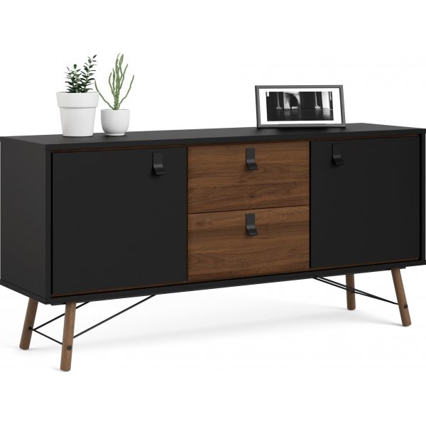 Ry skänk med 2 dörrar och 2 lådor - Svart/valnöt Ry skänk med 2 dörrar och 2 lådor - Svart/valnöt