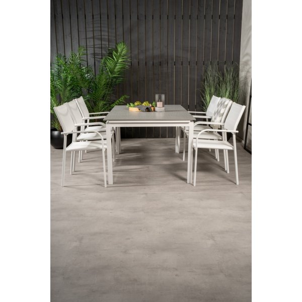 Levels utematgrupp med 6 st Santorini stolar - Grå/Vit Levels utematgrupp med 6 st Santorini stolar - Grå/Vit