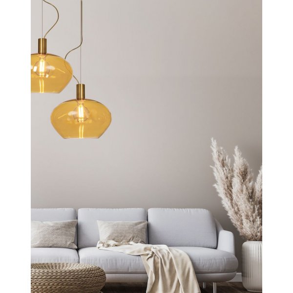 Plafonnier Bell - Laiton mat/ambre