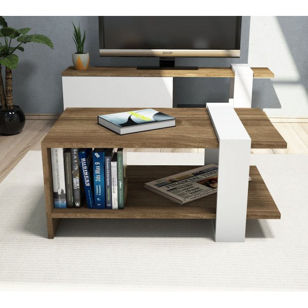 Table basse Gaja 80 x 50 cm - Noyer/blanc