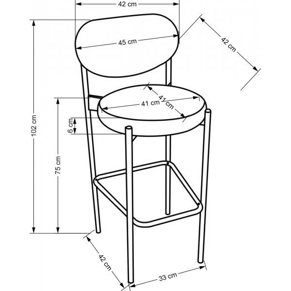 Tabouret de bar Plican 108 - Gris