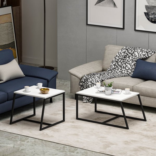 Table basse Pat 75/55 x 50/57 cm - Blanc Table basse Pat 75/55 x 50/57 cm - Blanc