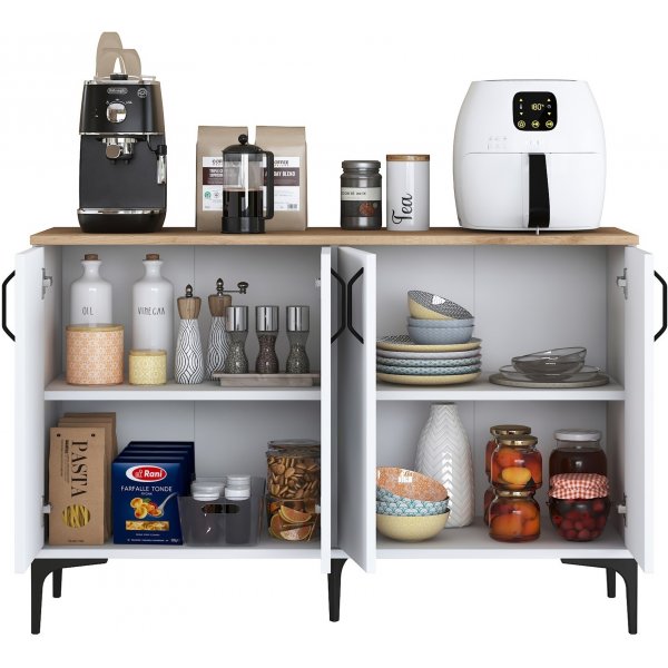 Buffet Jericho 162 - Blanc/noyer Buffet Jericho 162 - Blanc/noyer