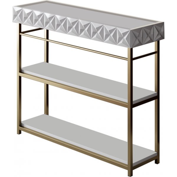 Table console Zumrut 102 x 32 cm - Blanc/or