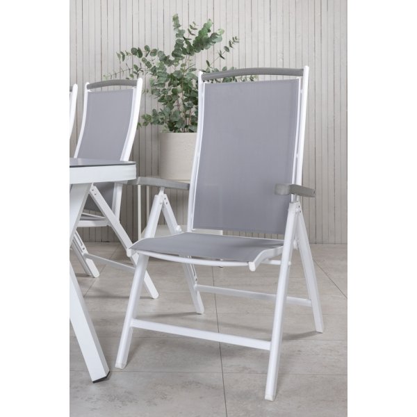 Virya utematgrupp med 6 st Albany stolar - Vit/Grå Virya utematgrupp med 6 st Albany stolar - Vit/Grå