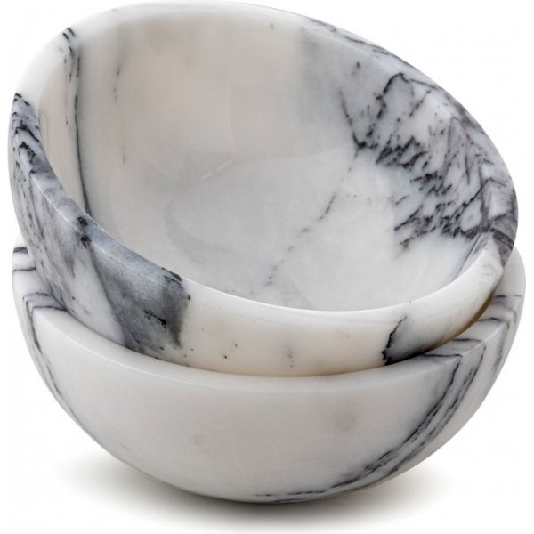 Skålar i vit marmor från Sicilien - 2 delar Skålar i vit marmor från Sicilien - 2 delar