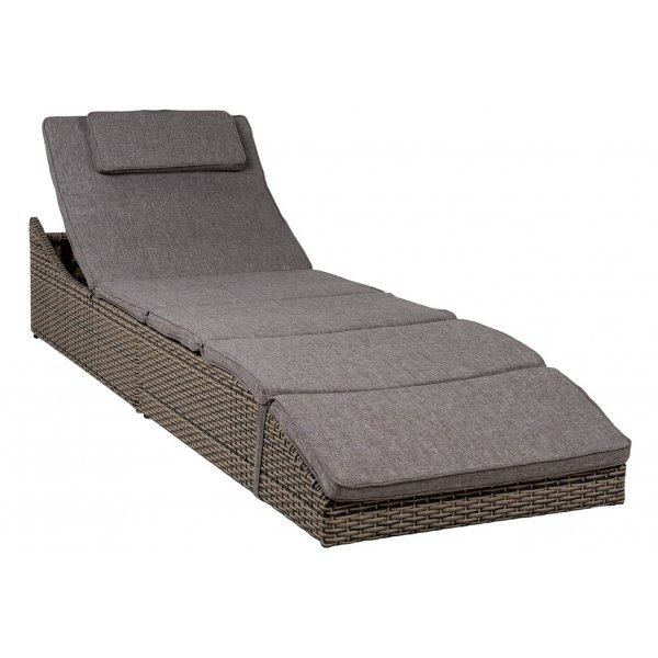 Bain de soleil pliable et réglable en deux parties - Cube en rotin avec coussin Bain de soleil pliable et réglable en deux parties - Cube en rotin avec coussin