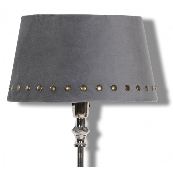 Velvet lampskrm med nitar 25 cm - Gr / mssing