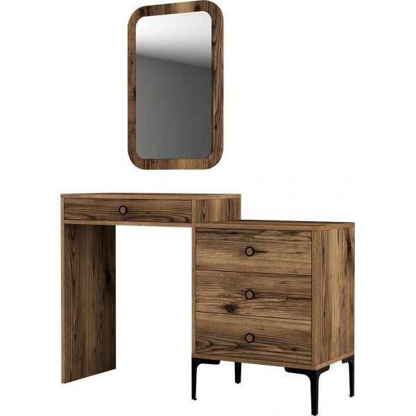 Liza kaptafel met spiegel - Walnoot Liza kaptafel met spiegel - Walnoot