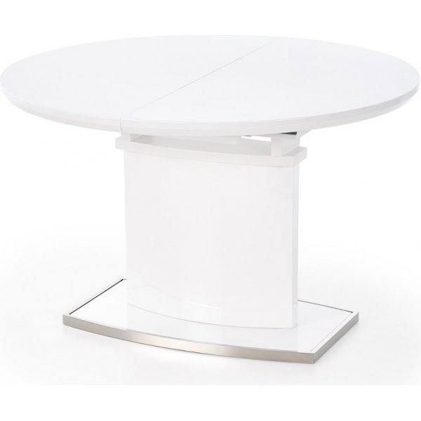 Metro utdragbart matbord 120-160 cm - Vit hgglans / Krom