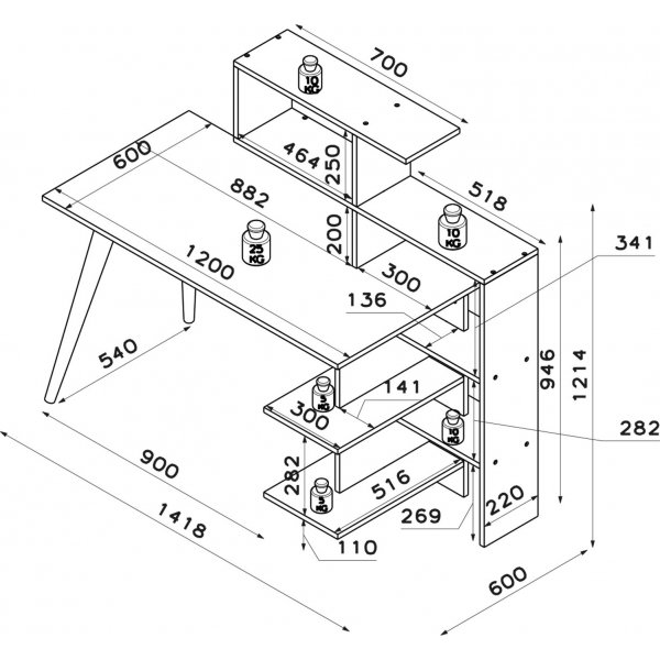Uzay skrivbord 141,8x60 cm - Antracit/valnöt Uzay skrivbord 141,8x60 cm - Antracit/valnöt