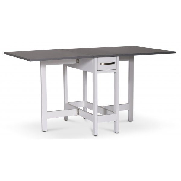 Matgrupp; klaffbord Vit / Gr med 4 st kldda stolar - Fr + 3.00 x Mbeltassar