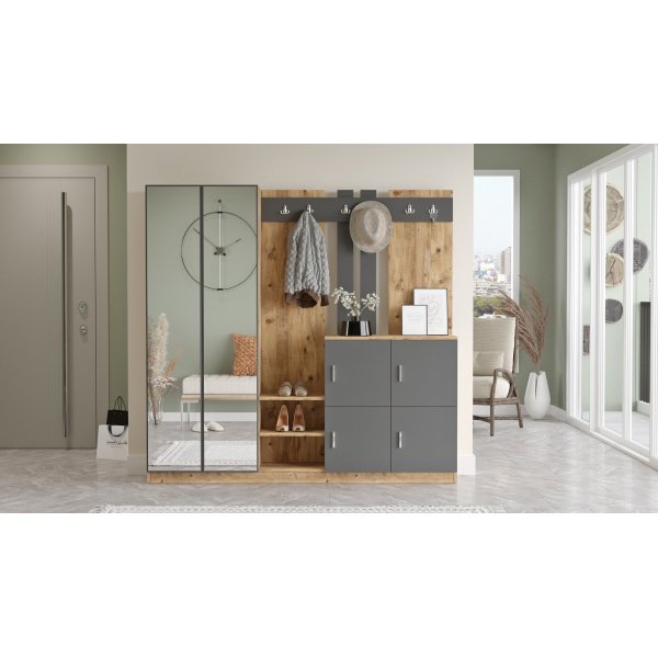 Meuble d\\\'entrée Gibson - Pin/anthracite Meuble d\\\'entrée Gibson - Pin/anthracite