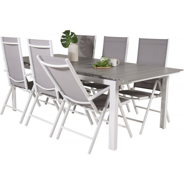 Levels utematgrupp med 6 st Break positionsstolar - Grå/Vit Levels utematgrupp med 6 st Break positionsstolar - Grå/Vit