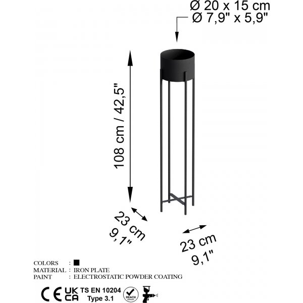 Plato 24 kruka - Svart