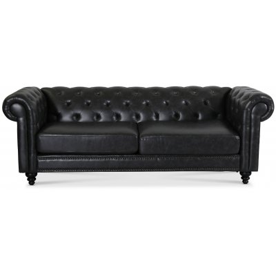 Royal Chesterfield 3-sits soffa svart konstläder