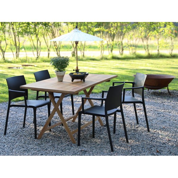 Matgrupp Salt teak: Klaffbord i teak inklusive 4 st Alafors karmstolar