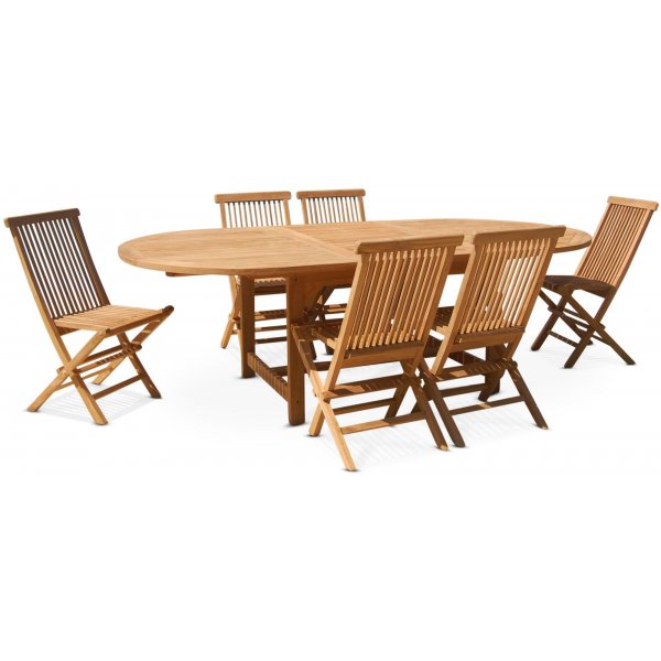 Edenryd matgrupp ovalt matbord butterfly 180-240 cm inkl 6 st Edenryd stolar - Teak + Trolja fr mbler