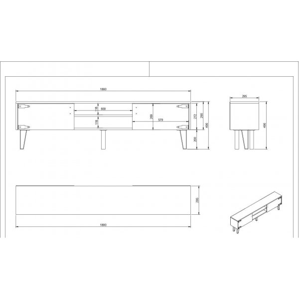 Meuble TV Anthes - Noyer/noir Meuble TV Anthes - Noyer/noir