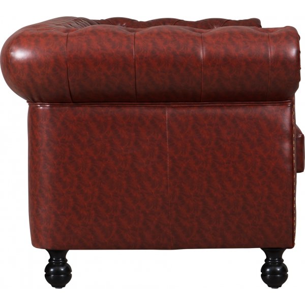 Soffa chesterfield 3-sits i brun PU - Charles