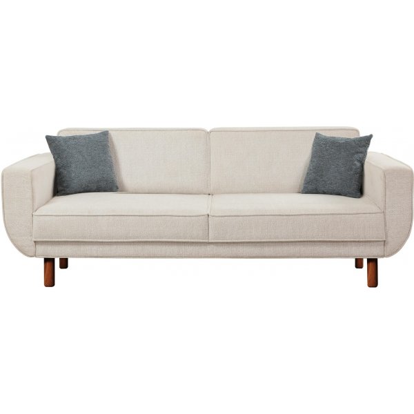 Canap lit Berjer 3 places - Crme/noyer