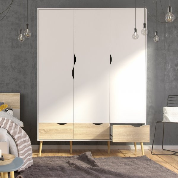 Armoire Oslo  3 portes - Blanc/chne