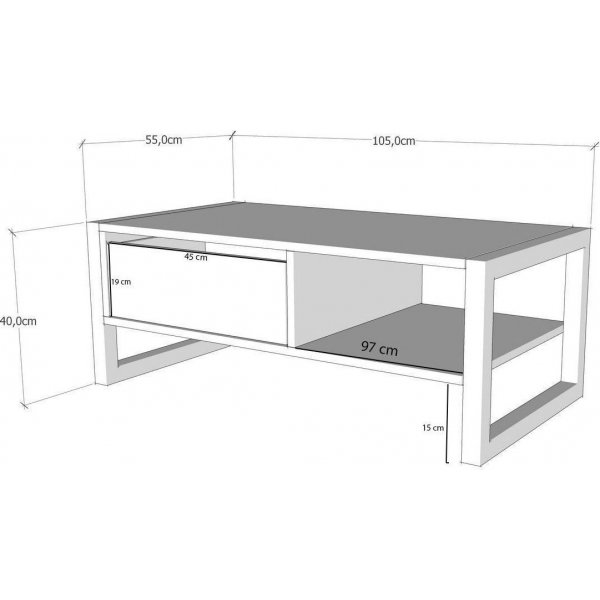 Haldizen soffbord 105 x 55 cm - Furu/svart