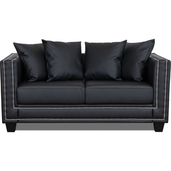 Tempel 2-sits soffa med nitar - Svart konstlder