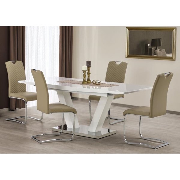 Table  manger extensible Marine 160-200 cm - Blanc Haute Brillance