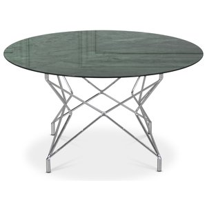 Soffbord Star 90 cm – Grönt marmorerat glas / Kromat underrede – Marmorsoffbord, Marmorbord, Bord