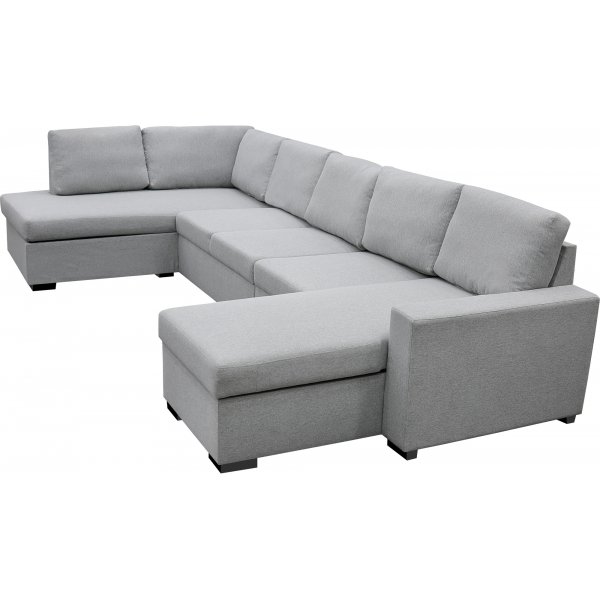 U-soffa med förvaring 367 cm grå + Fläckborttagare för möbler U-soffa med förvaring 367 cm grå + Fläckborttagare för möbler