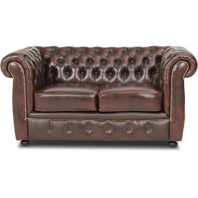 Dublin Chesterfield 2-sits soffa - Brunt läder