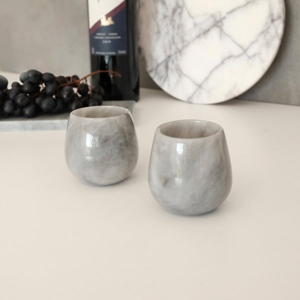Kaffekoppar i grå marmor från Verona - 2 delar Kaffekoppar i grå marmor från Verona - 2 delar