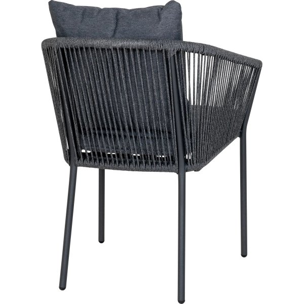 Cleveland utematgrupp; 4 st stolar med runt bord - Gr/svart/teak