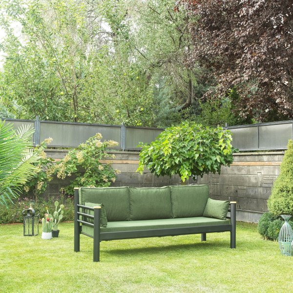 Kappis 3-sits utesoffa - Svart/grn