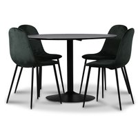 Seat matgrupp, matbord med 4 st Carisma sammetsstolar - Svart/Mörkgrön Seat matgrupp, matbord med 4 st Carisma sammetsstolar - Svart/Mörkgrön