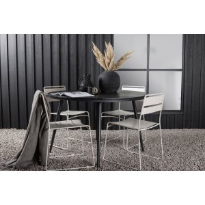 Groupe repas extrieur Break avec 4 chaises Lina - Beige/Noir