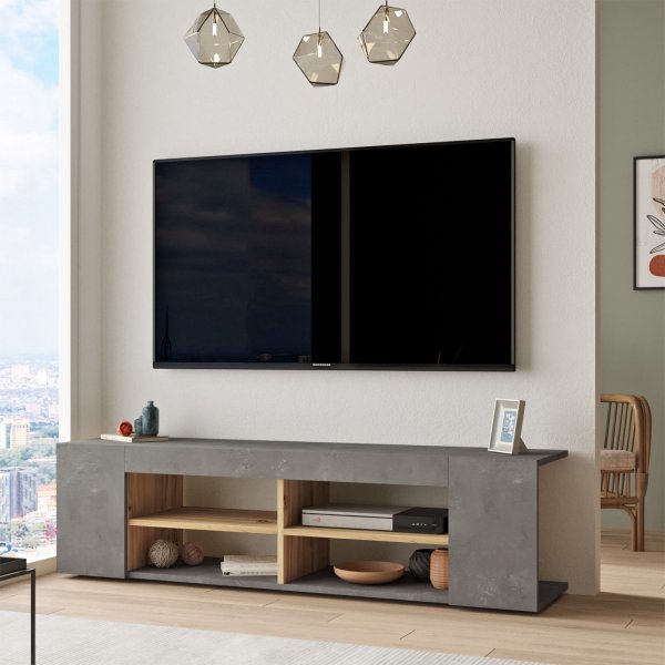 Luvio TV-bänk 13 - Ek/silver Luvio TV-bänk 13 - Ek/silver