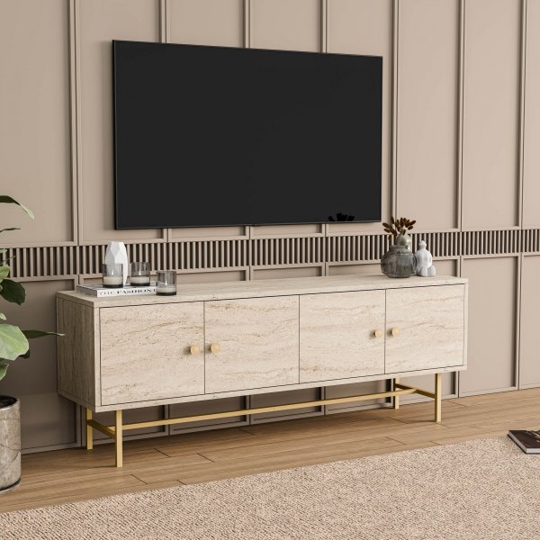 Diamond TV-bänk - Travertin Diamond TV-bänk - Travertin