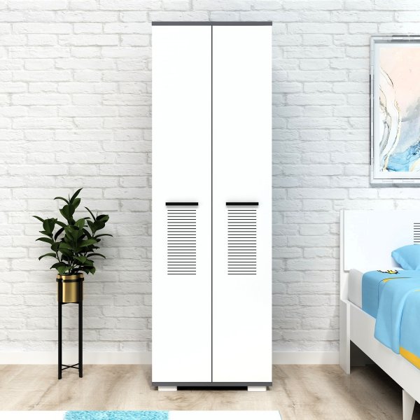 Armoire Asimo 60 x 44,6 x 183 cm - Anthracite/blanc Armoire Asimo 60 x 44,6 x 183 cm - Anthracite/blanc