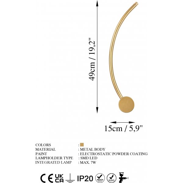 Wolf wandlamp 2 - Goud