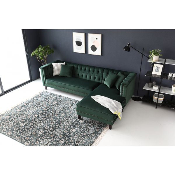 Soffa med divan grön sammet - Bellas Soffa med divan grön sammet - Bellas