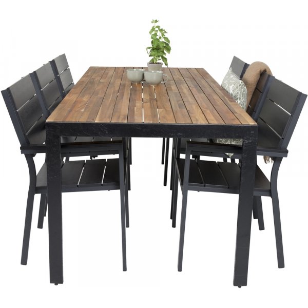 Bois utematgrupp med 6 st Levels stolar - Svart/Natur