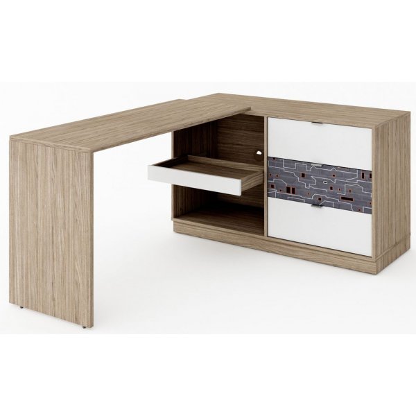 Kimberlee skrivbord - Vit/barcelona valn�t