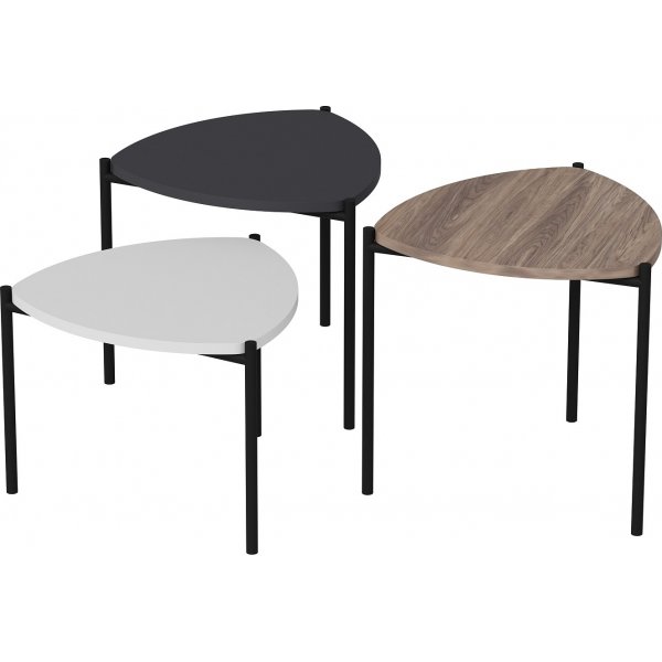 Table Lenny 45 x 45 cm - Blanc/anthracite/noyer