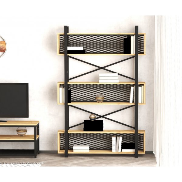 Bibliothèque Fire - Noyer/noir Bibliothèque Fire - Noyer/noir