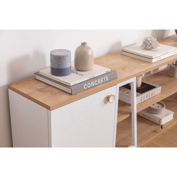 Meuble TV Lissa 160 cm - Chne saphir/blanc