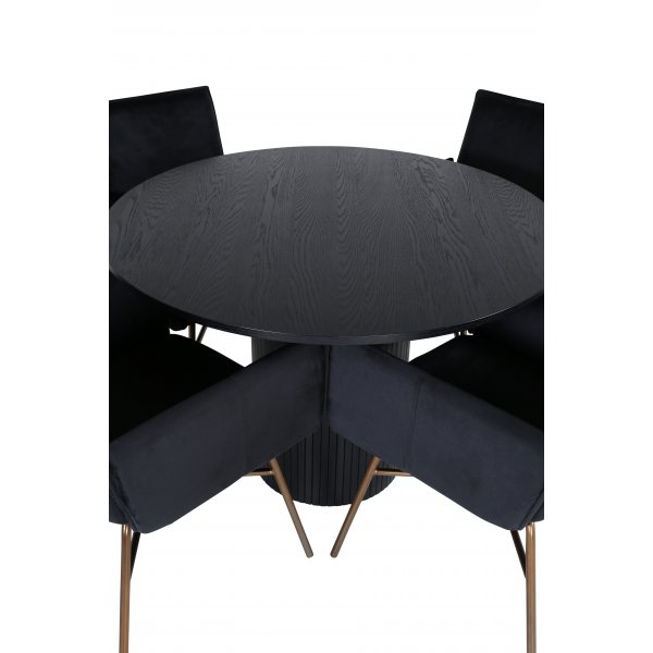 Bianca Matgrupp runt svart matbord med 4 st Petra svart stolar Bianca Matgrupp runt svart matbord med 4 st Petra svart stolar